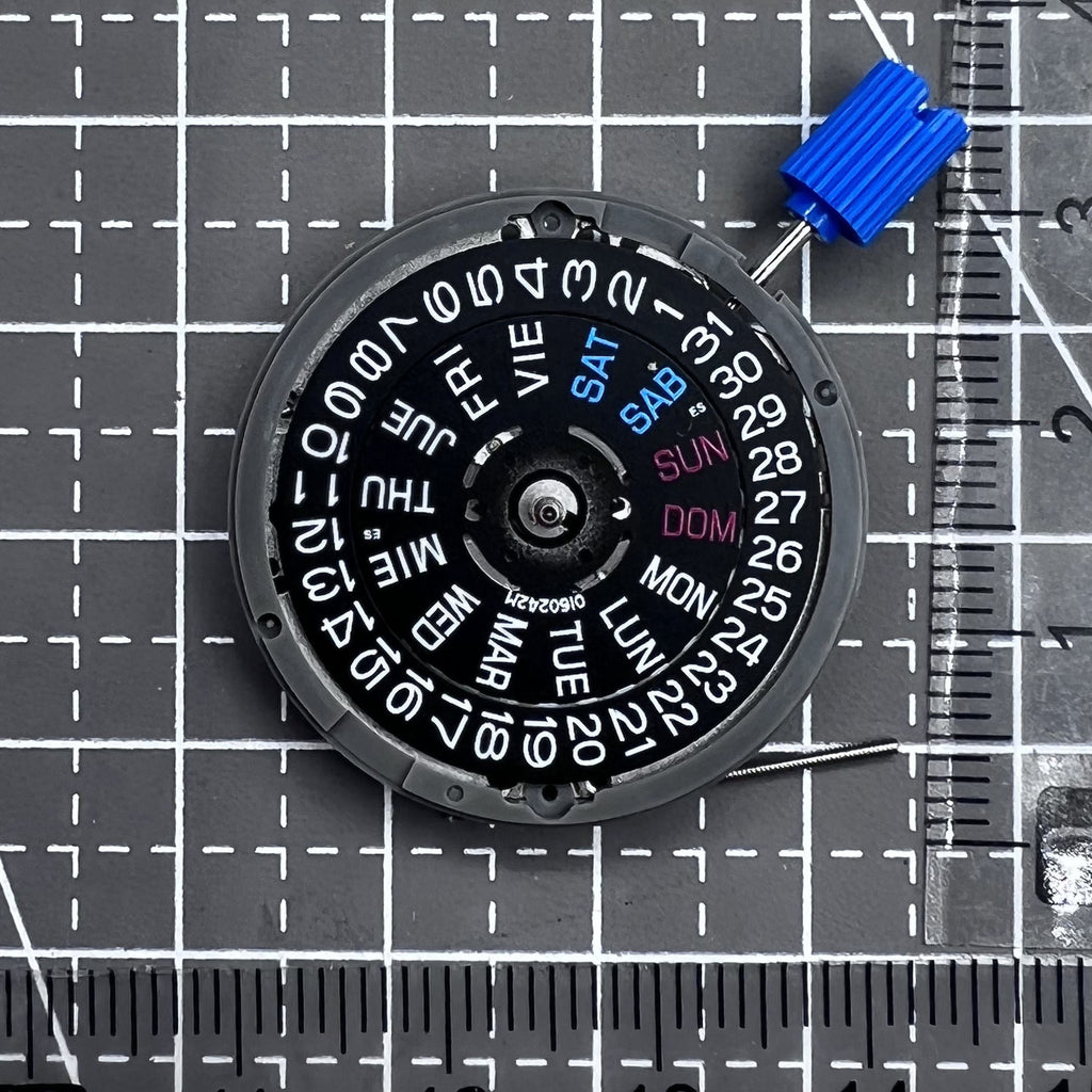 Seiko NH36 NH36A Mechanical Movement Black English Letter Week Crown At 3.8