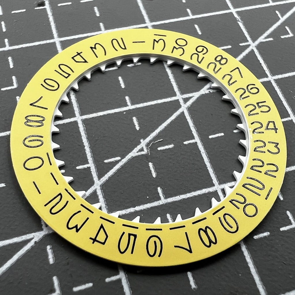 Vintage Yellow Background Date Wheel Disk Wheel for Movement Seiko NH35 NH36