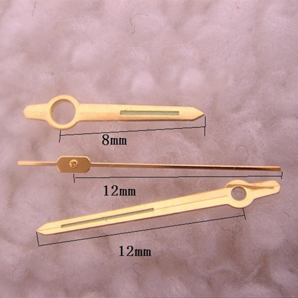 2 Sets/Pack 12mm Golden Trim Green Luminous Watch Hands for Orient 46941 46943