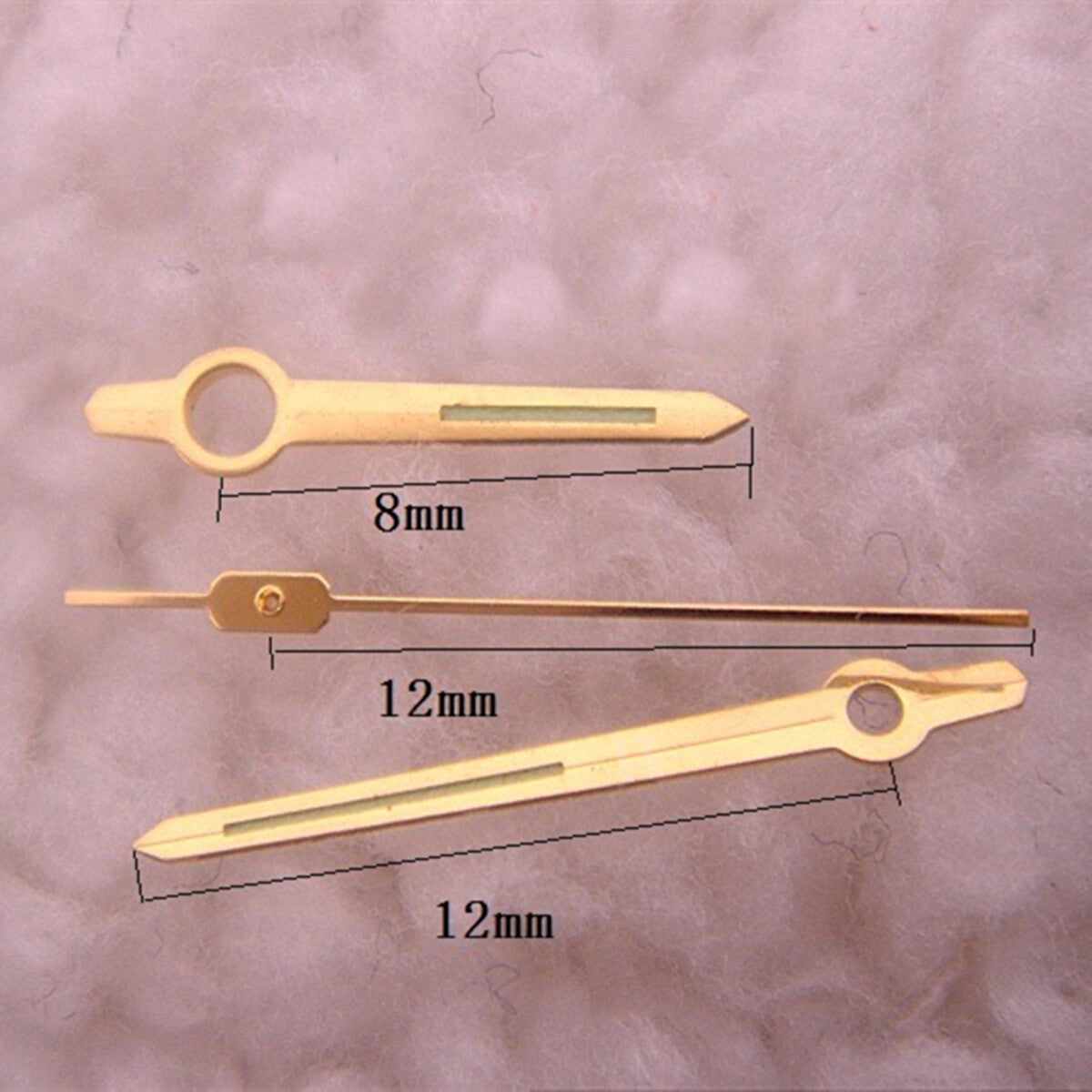 2 Sets/Pack 12mm Golden Trim Green Luminous Watch Hands for Orient 46941 46943