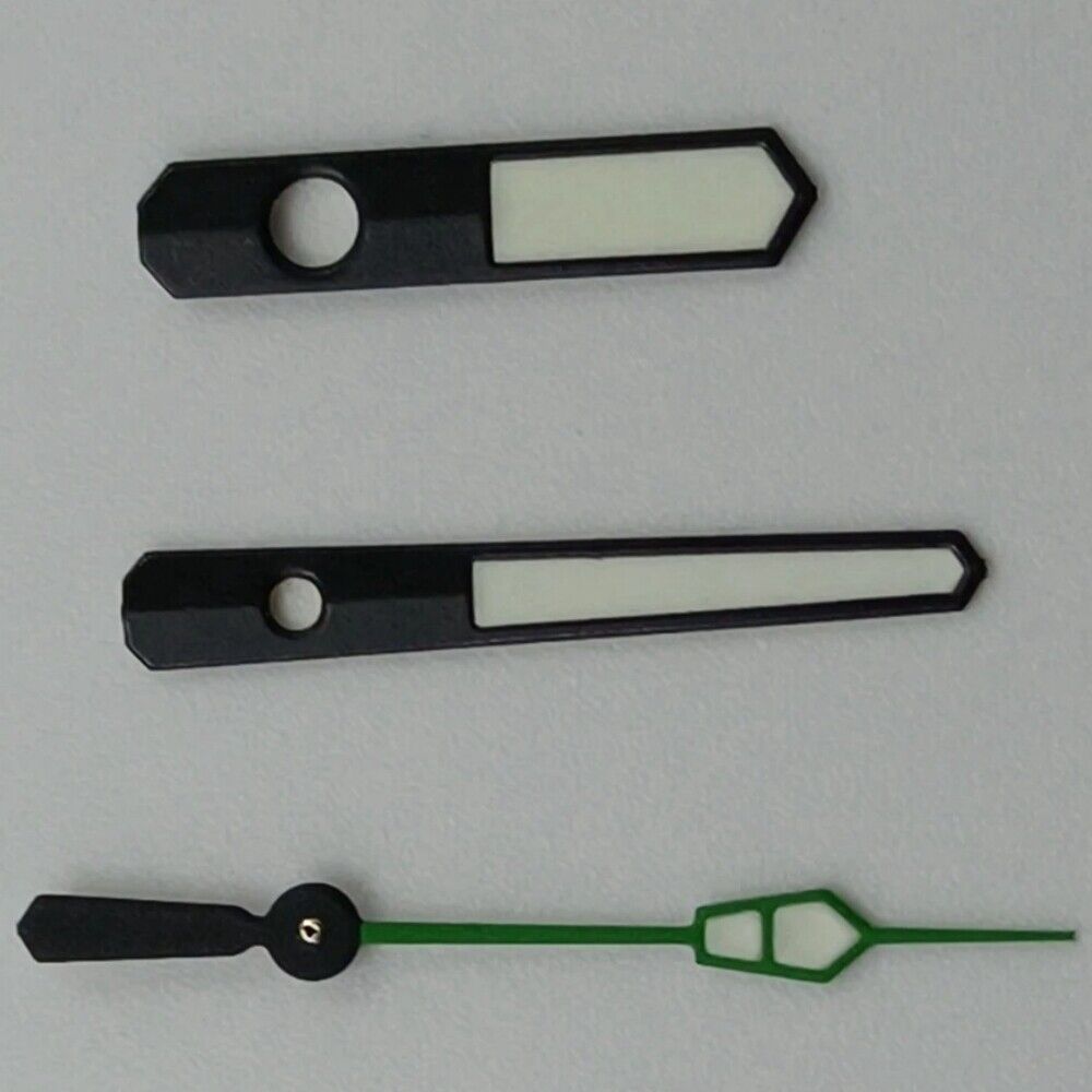 2 Sets/Pack 12.5mm Green+Black Trim Green Lume Hands for NH35 NH36 7S26 7S36