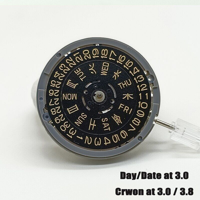 Seiko NH36 Crown@3.0 Automatic Mechanical Movement Black Dial Golden Font