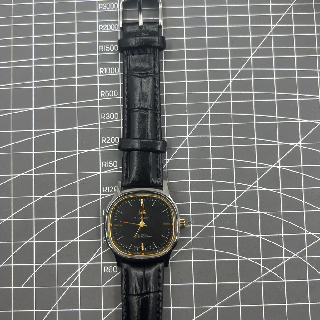 34mm Shanghai Factory Made Manual Mechanical Watch Black 19 Jews Shock-Resistant