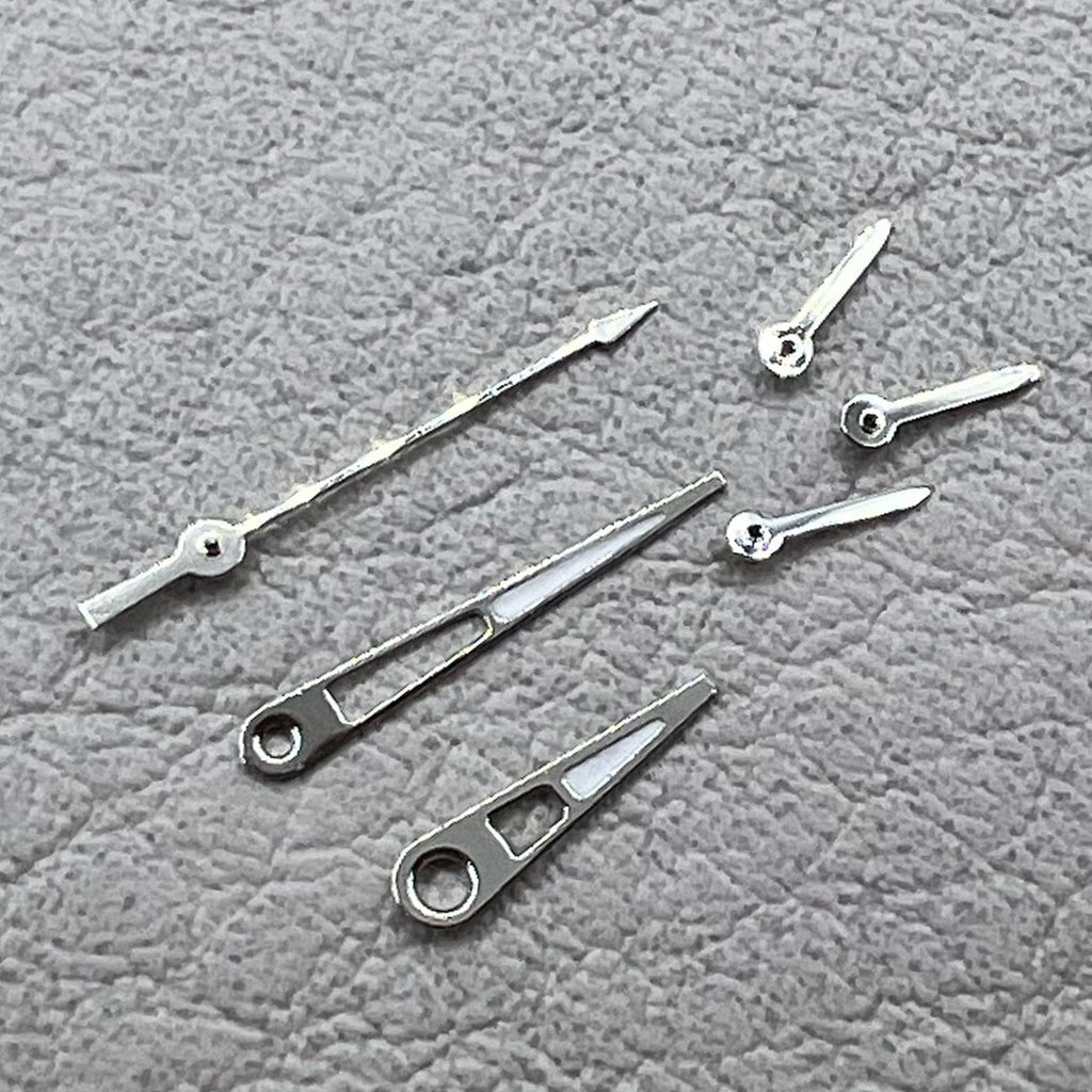 2 Sets/Pack 11mm Pointed Silver Trim Green Lume Hands Set for VD53 VD54 VD57