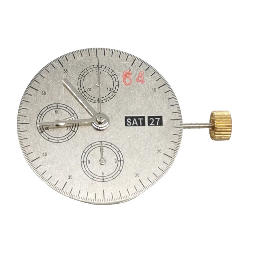 Asian 7750 Automatic Chronograph Movement Date Day Small Second @9 ETA 7750