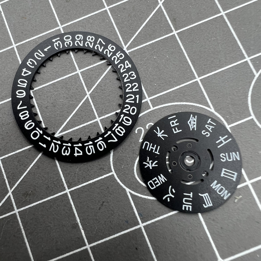 Blue Lume Black Date Disk Week Wheel for NH36 Movement Date@3 Crown at 3.0