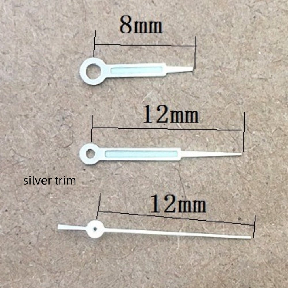 2 Sets/Pack Silver Trim Green Lume Pointed Hands Set for Ronda 515 Movement