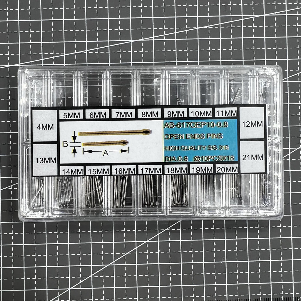 10PCSx18 Dia 0.8mm Stainless Steel Open End Pins Kit Pins Size From 4~21mm