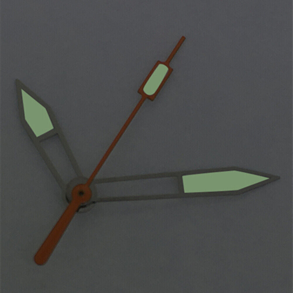Orange Second Hand Green Lume Silver Trim Watch Hands for ETA2836 2846 2824 2846