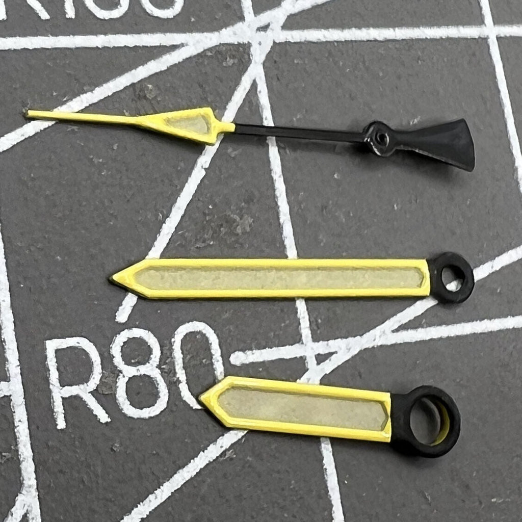 2 Sets/Pack Green Luminous Yellow Trim 3 Hands Watch Hands for NH35/NH36