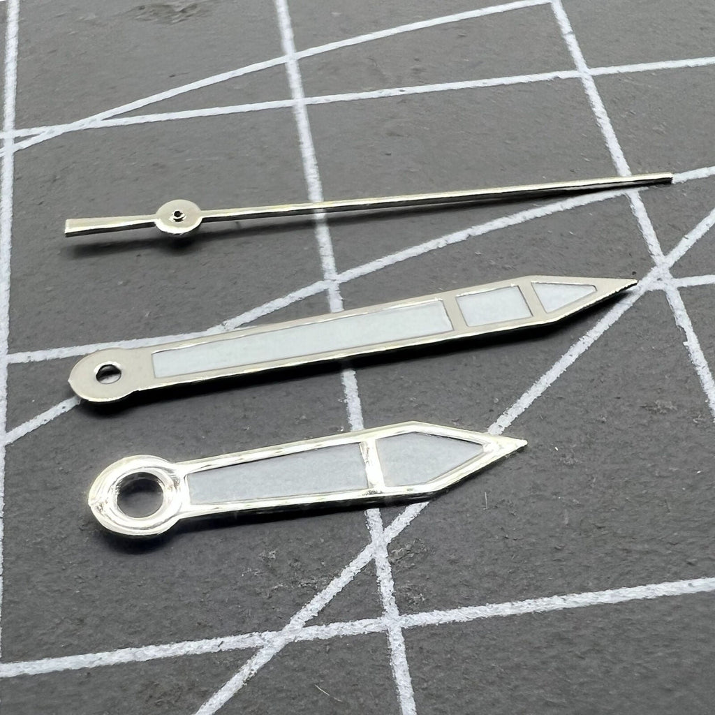 2 Sets Silver Trim White Painted Watch Hands for Miyota 2315 2035 2036 2115 2305