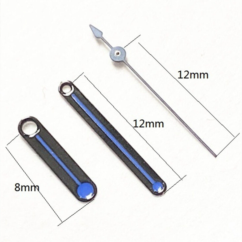 2 Sets Round Tip Black Trim Blue Painted Watch Hands for Ronda 515 Movement