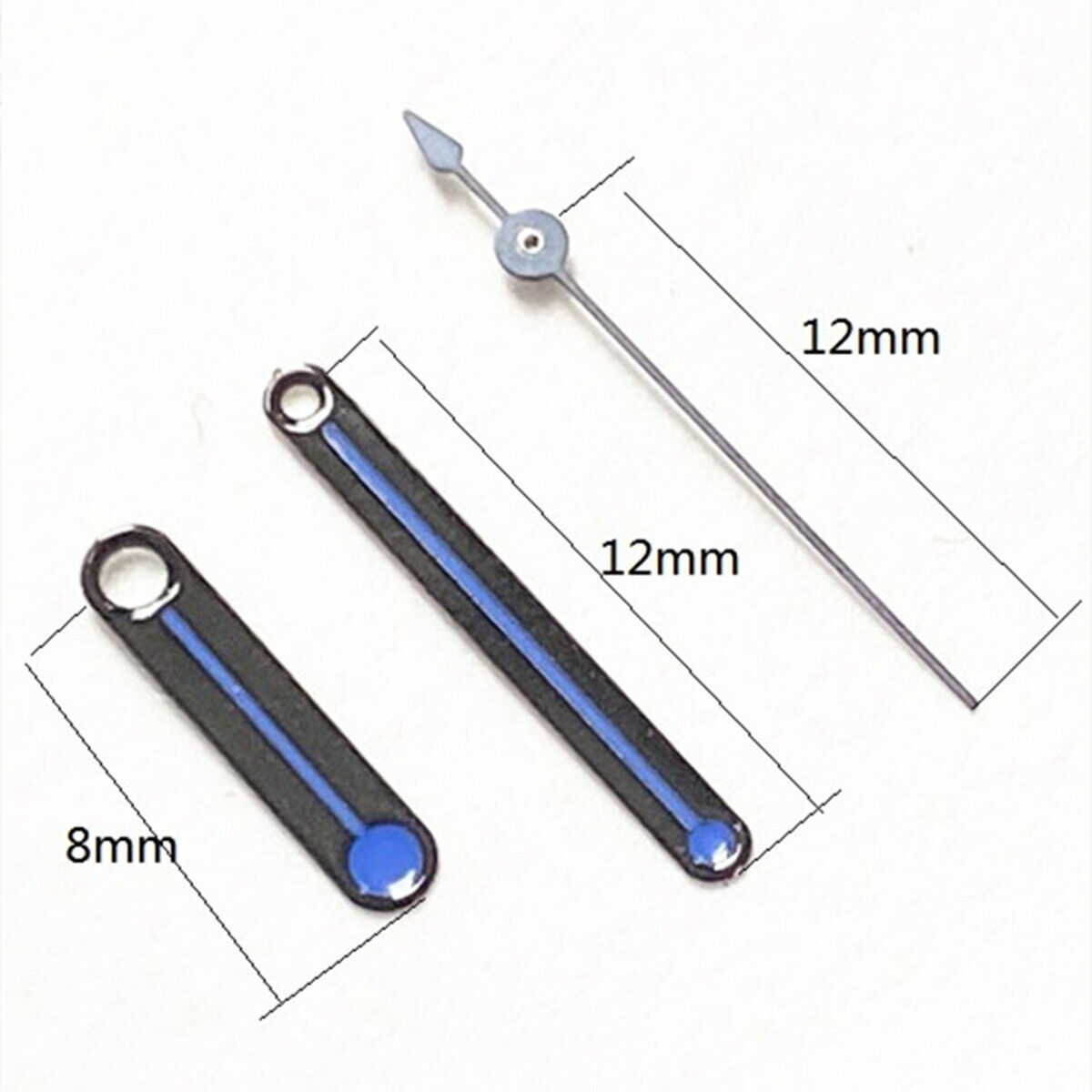 2 Sets Round Tip Black Trim Blue Painted Watch Hands for Ronda 515 Movement