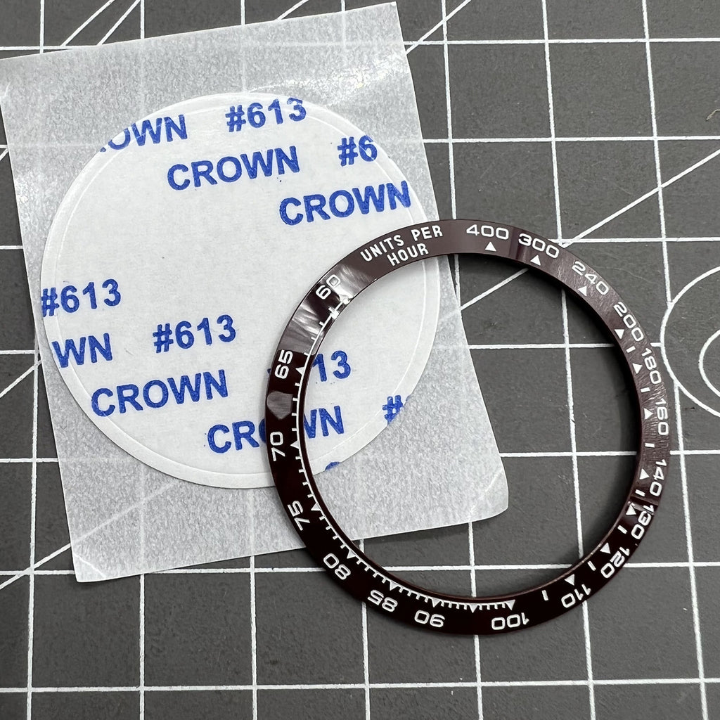 37.65*30.7mm Watch Bezel Ceramic Slope Brown Background White Font for Daytona