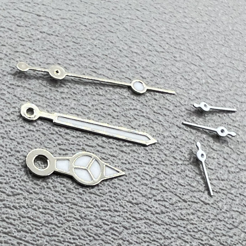 2 Sets/Pack White+Silver Trim Green Lume Watch Hands for VD53 VD54 VD57 Movement