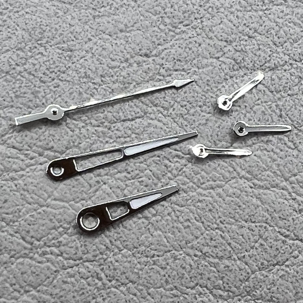 2 Sets/Pack 11mm Pointed Silver Trim Green Lume Hands Set for VD53 VD54 VD57