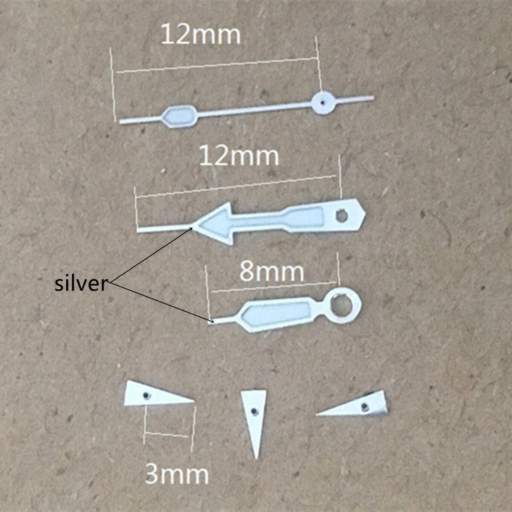 2 Sets Green Lume Arrow Shape Silver Trim Hands for Miyota OS10 OS20 OS60 OS80