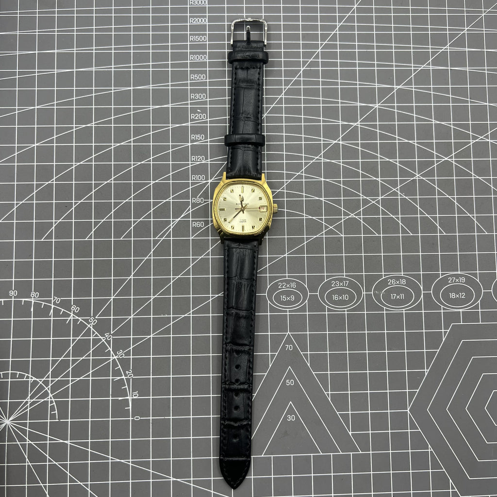 Black Dandong Manual Mechanical Watch 17 Jews Single Calendar Golden Dial
