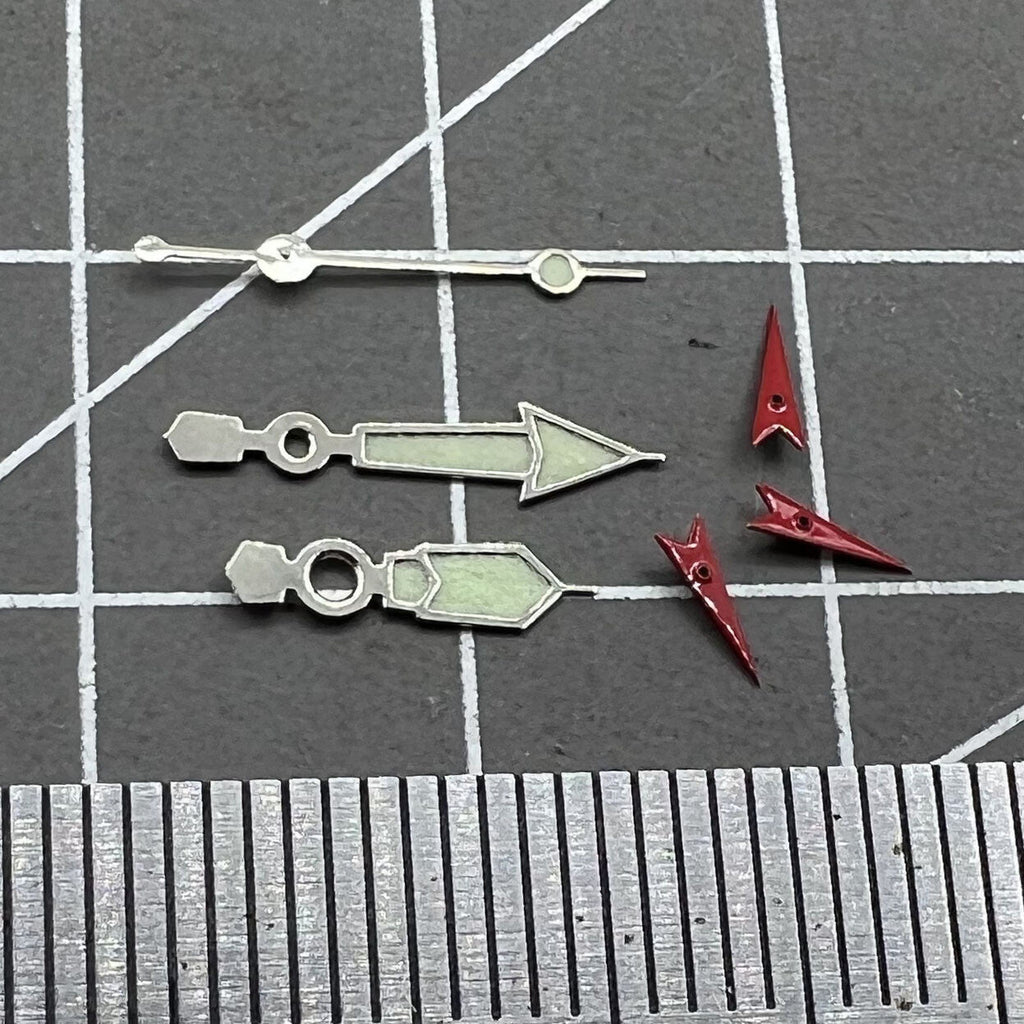 2 Sets Green Luminous Silver Trim Watch Hands for Miyota 0S60 OS60 Movement