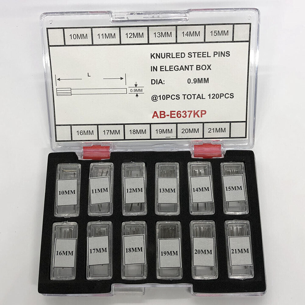 Knurled Steel Pins In Elegant Box Size From 10~21mm Dia: 0.9mm 120PCS/Box