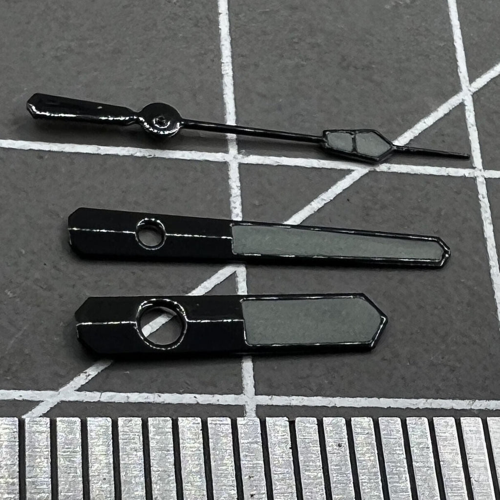 2 Sets Green Lume Black Trim Grey Painted Watch Hands for NH35 NH36 7S26 7S36