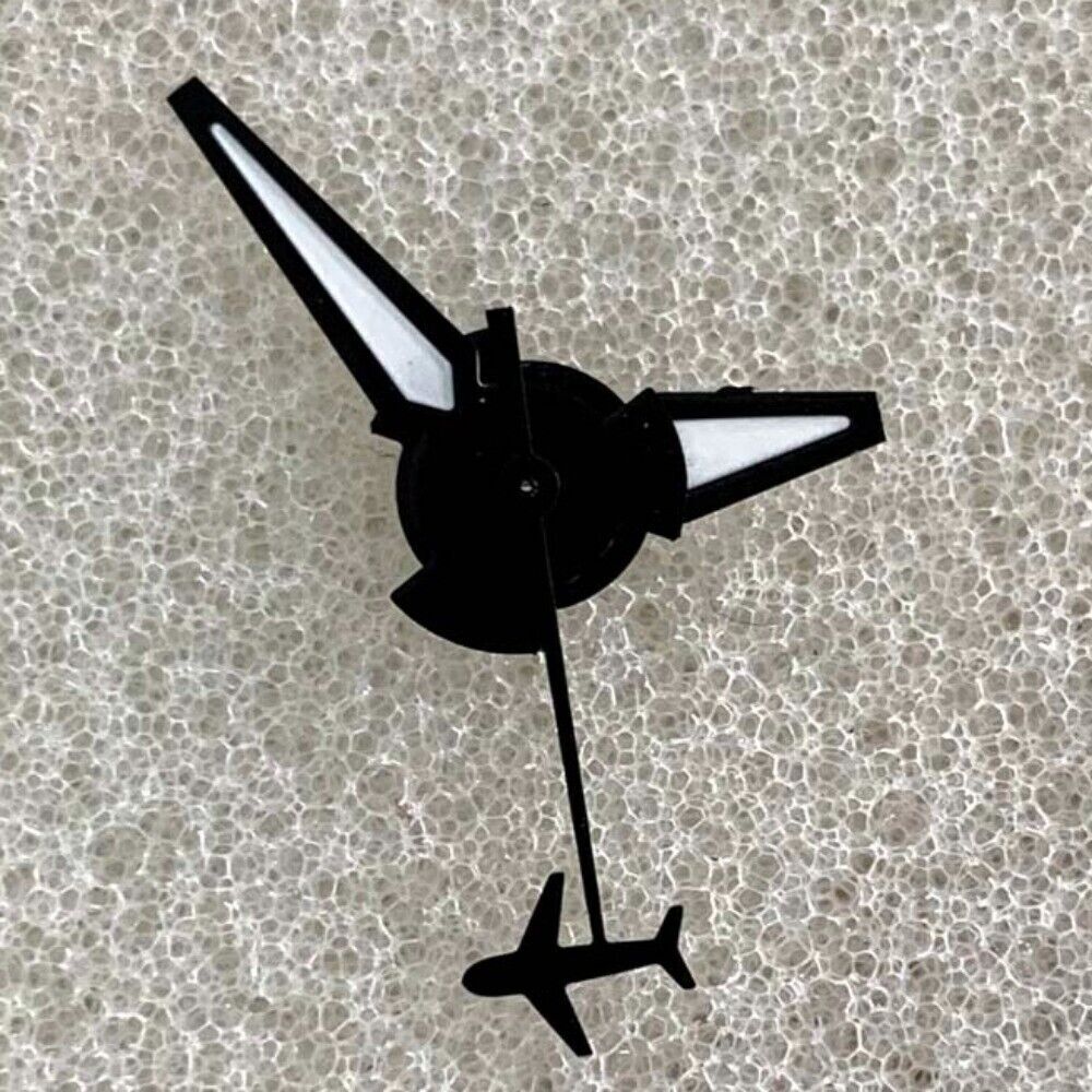 Green Lume Plane Small Second Black Trim 3 Hands Watch Hands for NH35/NH36/4R/7S