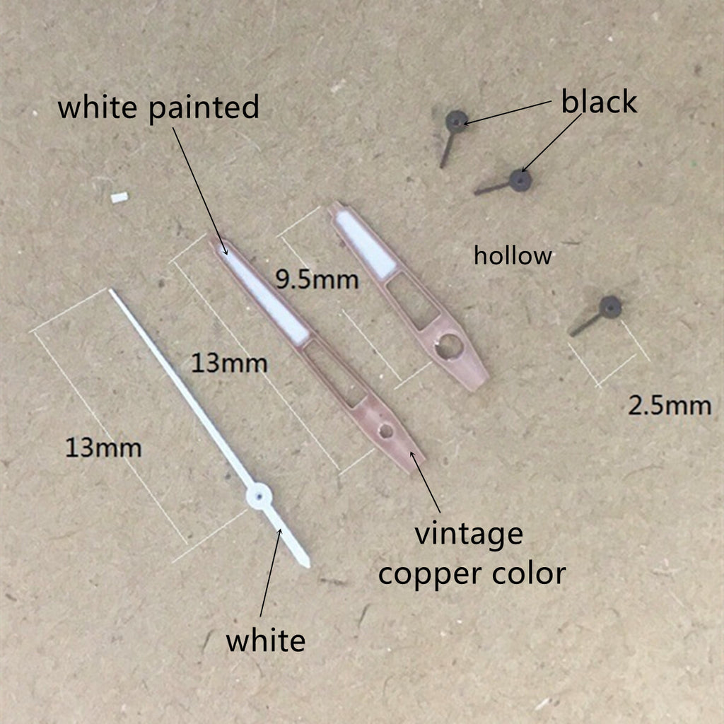 2 Sets/Pack 13mm Copper Color Trim Green Lume Hands for Epson VD53 VD54 VD57
