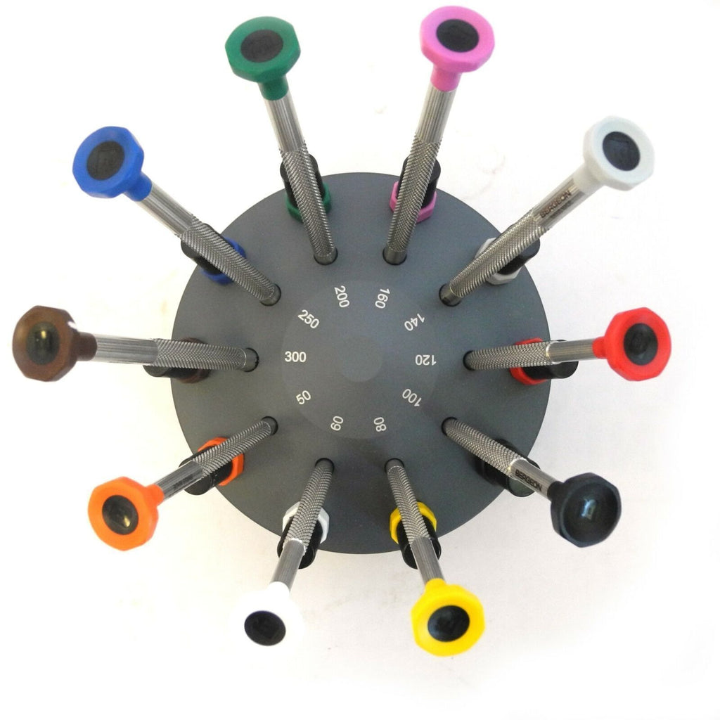 Bergeon 30081-S10 10 Ergonomic Watchmakers Screwdrivers Set With Rotating Stand
