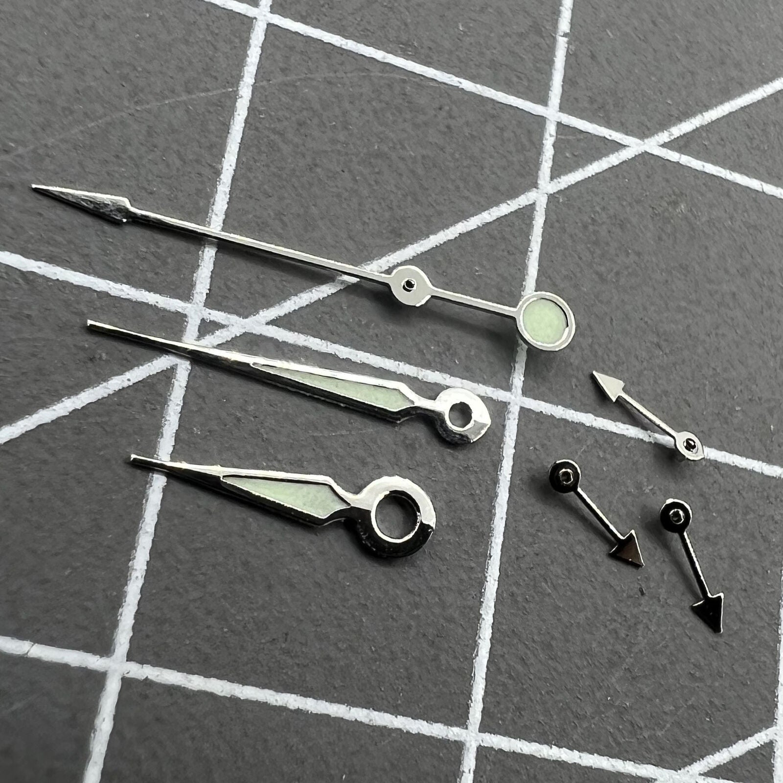 2 Sets Silver Trim Green Luminous Pointed Hands for Miyota OS10 OS20 OS60 OS80
