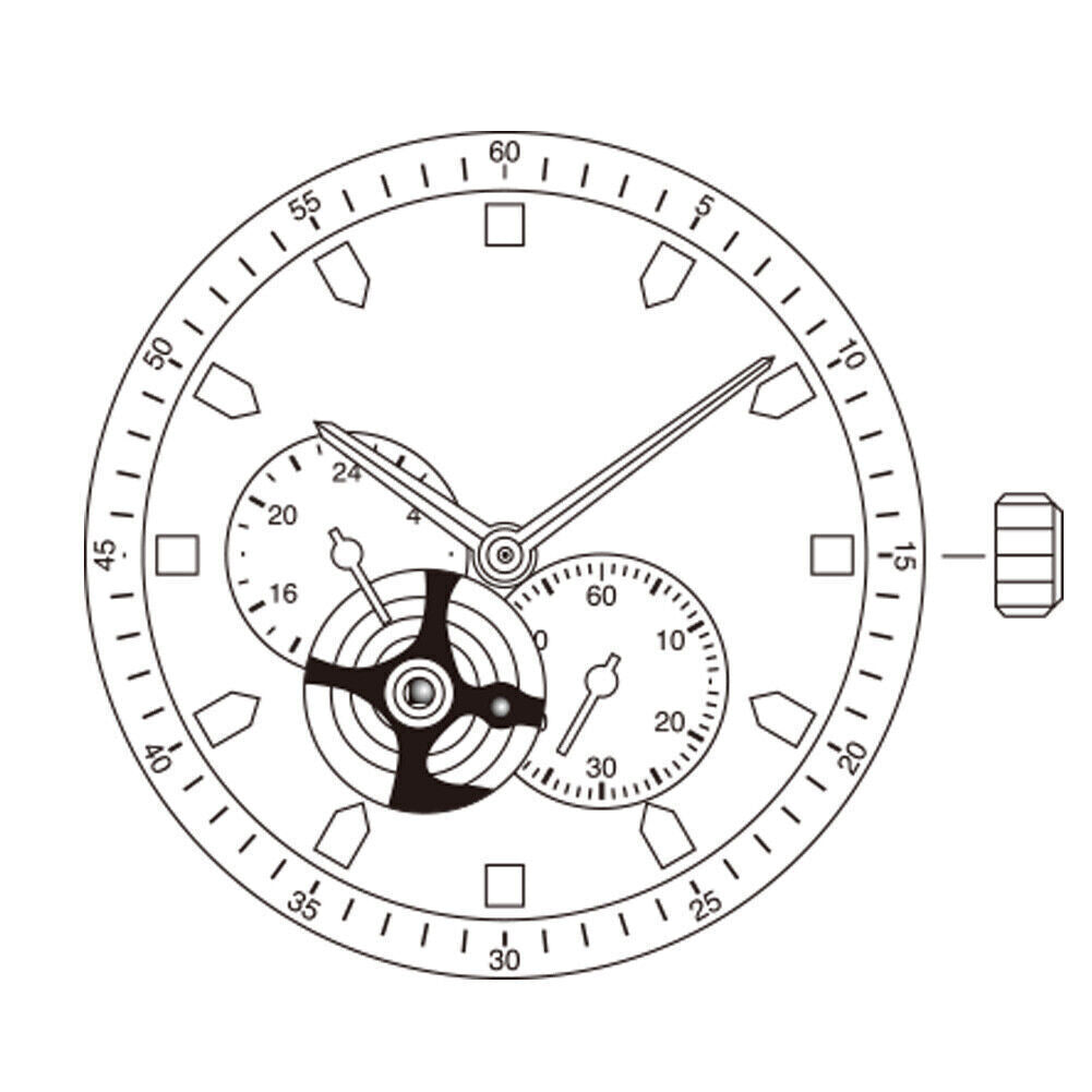 Miyota / Citizen 82S7 Silver Plated Japan Automatic Mechanical Movement
