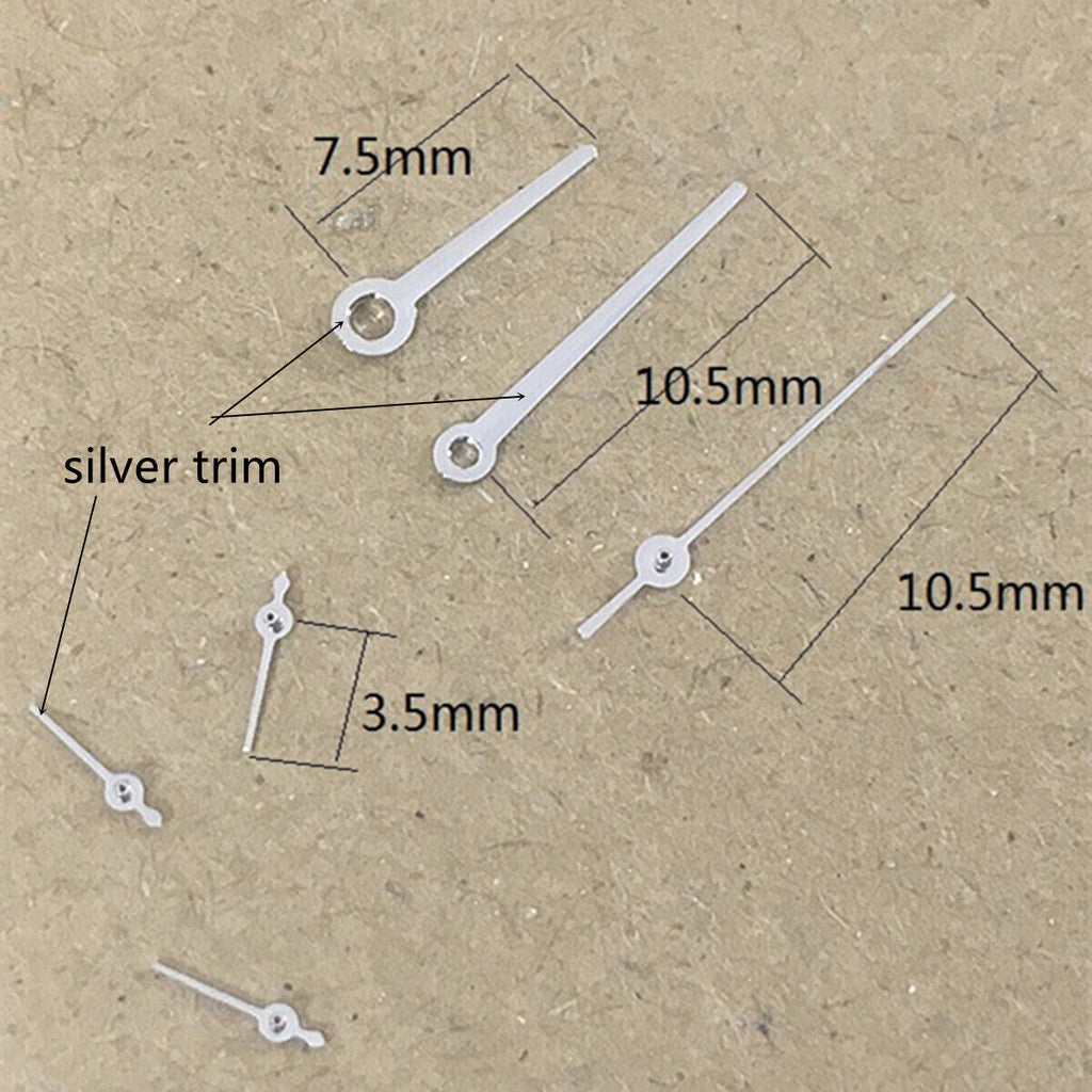 2 Sets No Lume Silver Trim Watch Hand for Movement VX3J VX9J VX7J VX3N VX9N VX42