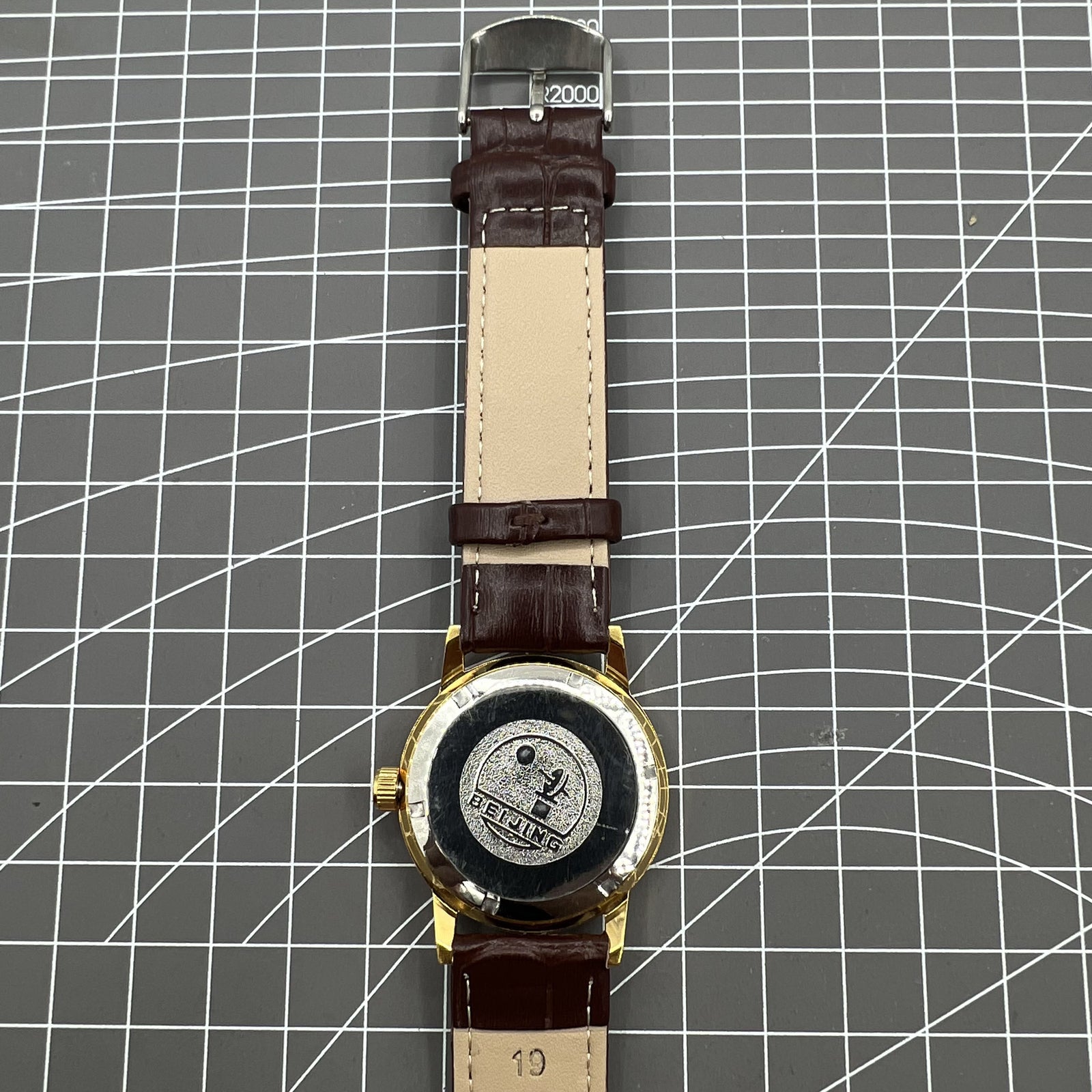 Beijing Double Rhomb Manual Mechanical Watch Golden Case Silver Nail