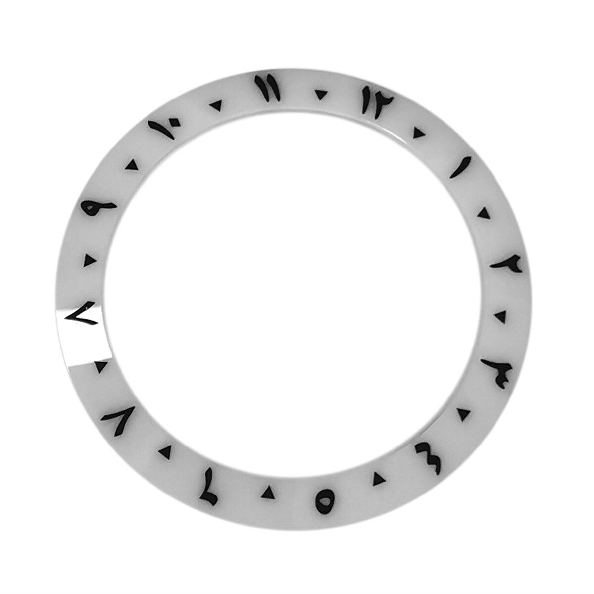 38mm White Arabic Numerals 1-12 Ceramic Inclined Watch Bezel for 40mm SUB Watch
