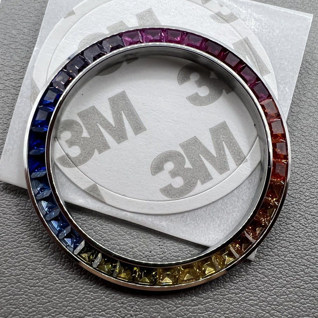 39mm Silver Trim Imitation Diamond Gemstone Watch Bezel for VK63 Movement