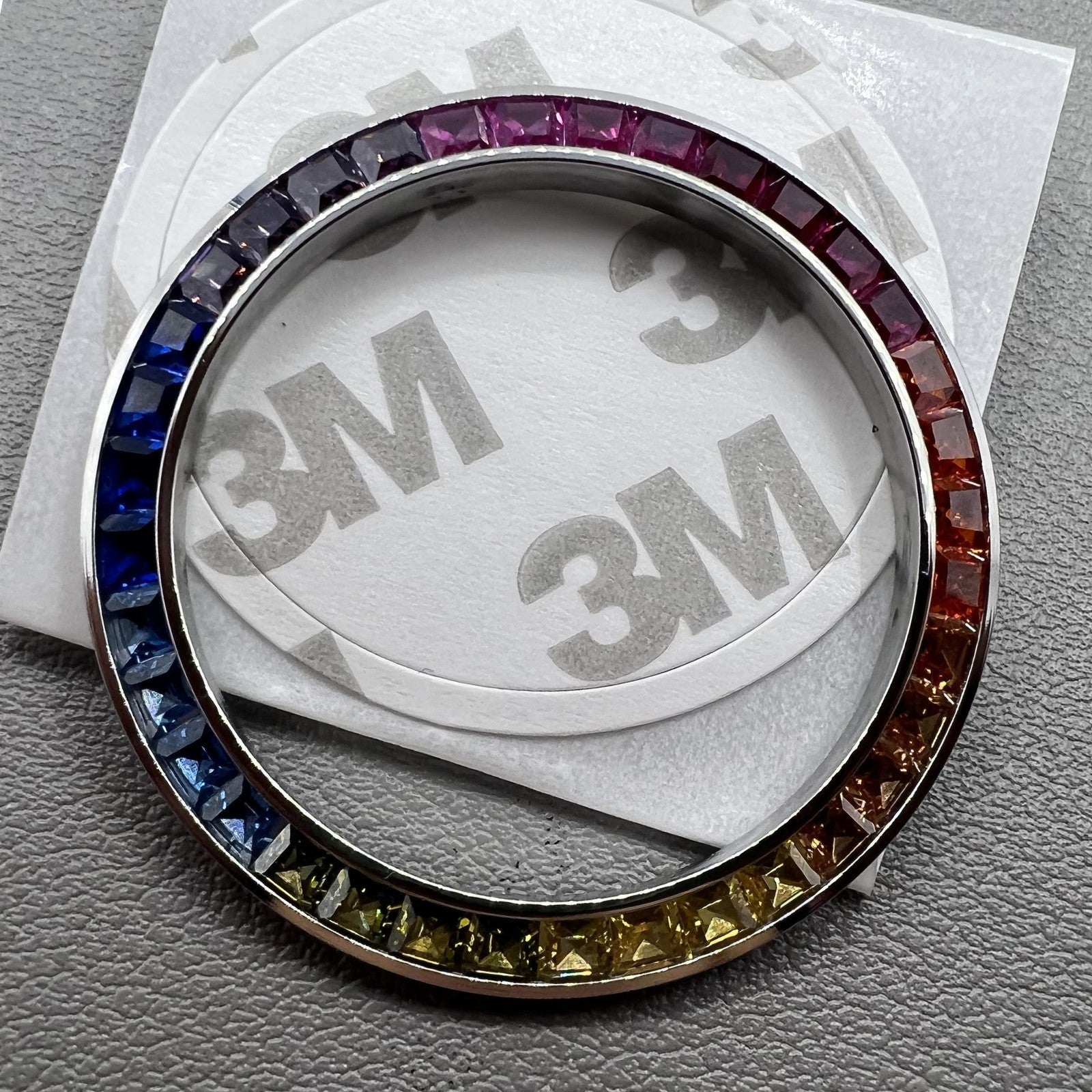 39mm Silver Trim Imitation Diamond Gemstone Watch Bezel for VK63 Movement