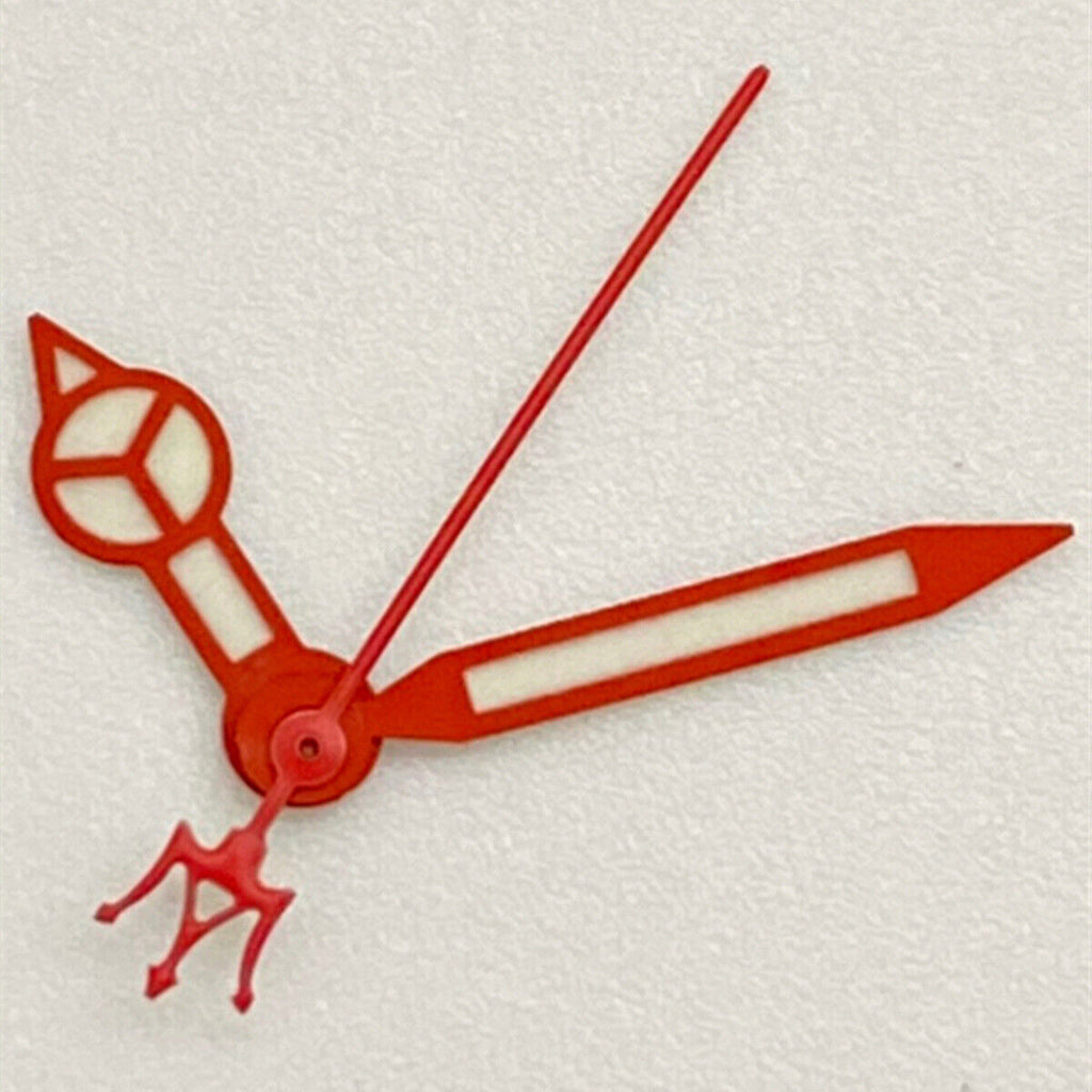 Red Fork Second Hand Red Trim Green Lume Watch Hands for NH35 NH36 SKX007 SBBN