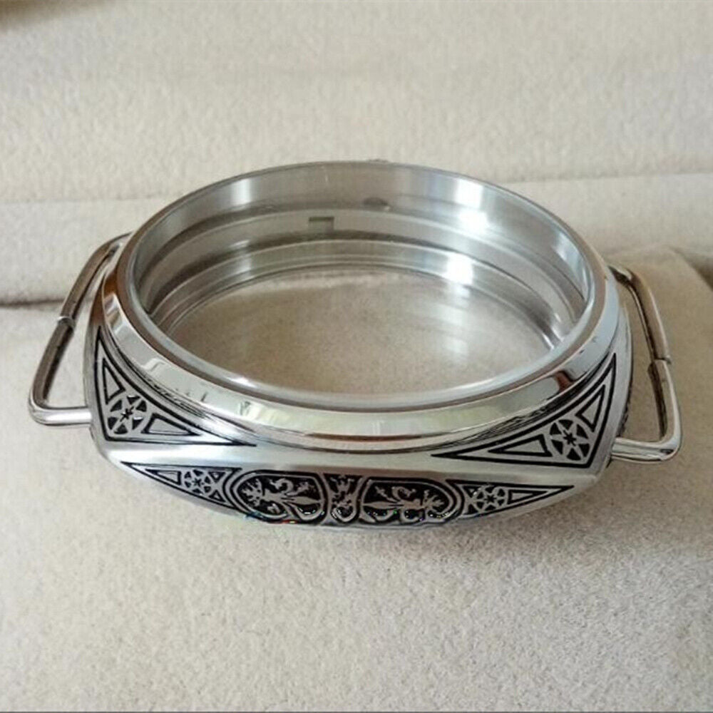 47mm 316L Watch Crystals Carved Watch Case for Seagull ST3600/ST3621/ETA6497/649