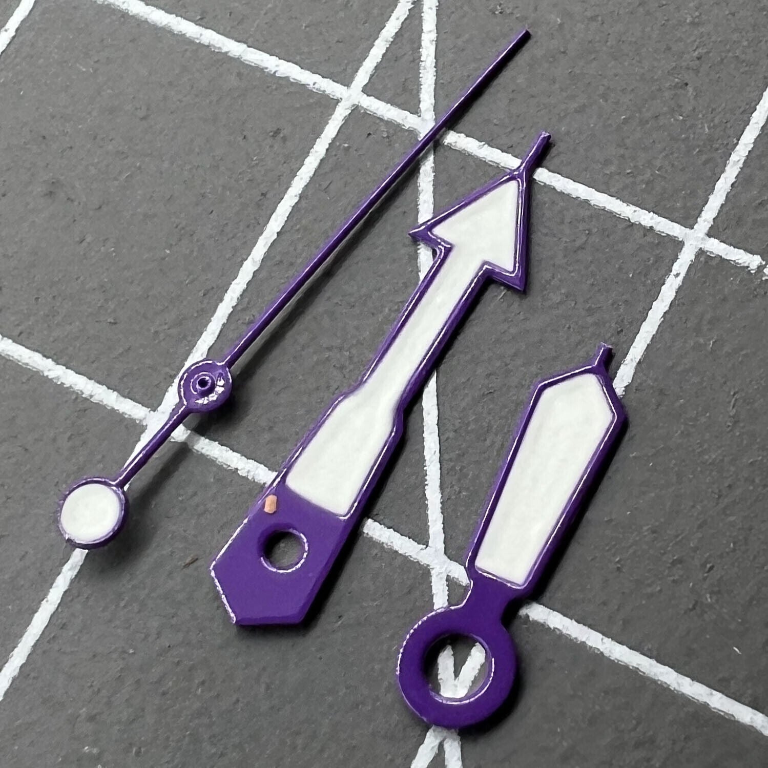 2 Sets Purple Trim White Painted Green Lume Watch Hands for NH35 NH36 7S26