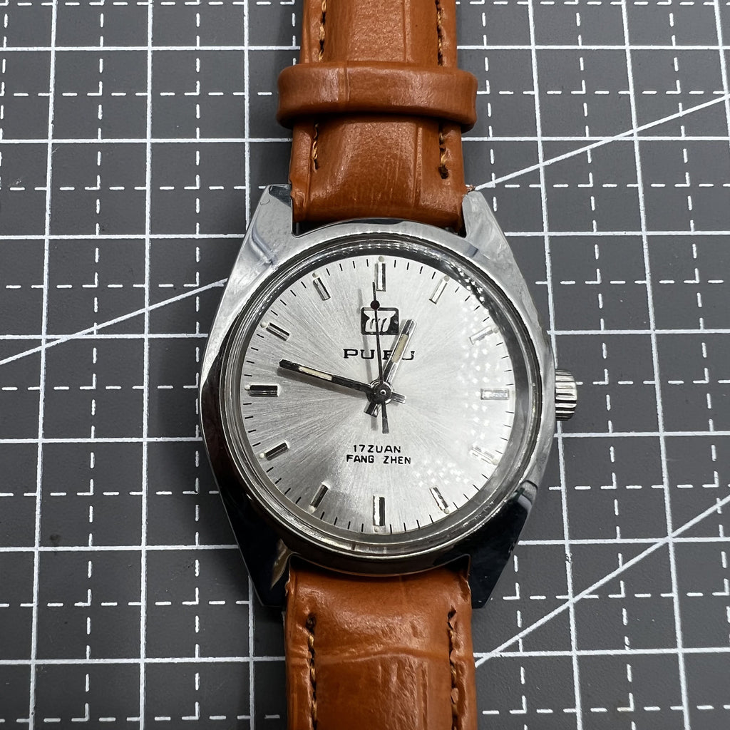 32mm China Made PUBU Manual Mechanical Watch 17 Jews Grey Dial Grey Nail