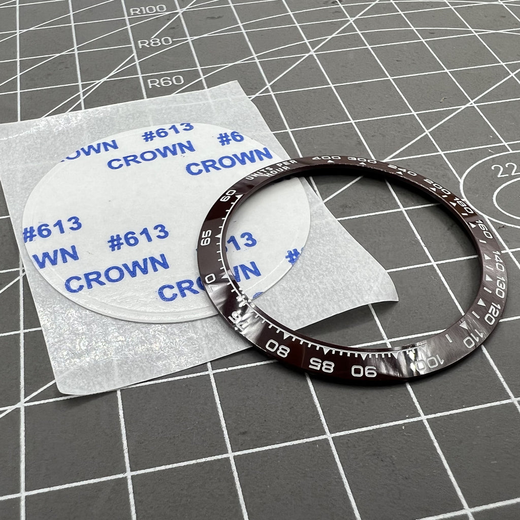 37.65*30.7mm Watch Bezel Ceramic Slope Brown Background White Font for Daytona