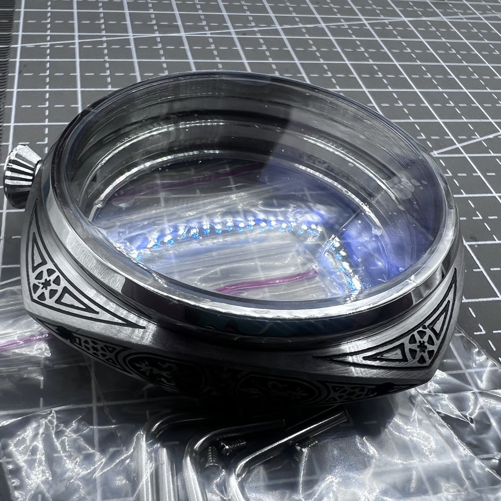 47mm 316L Watch Crystals Carved Watch Case for Seagull ST3600/ST3621/ETA6497/649