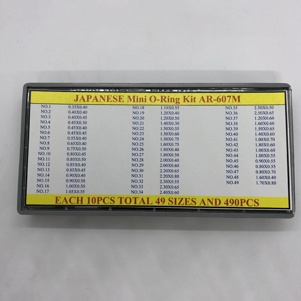 AR-607M Japanese Mini O-Ring Kit Each 10PCS Total 49 Sizes and 490PCS/Box