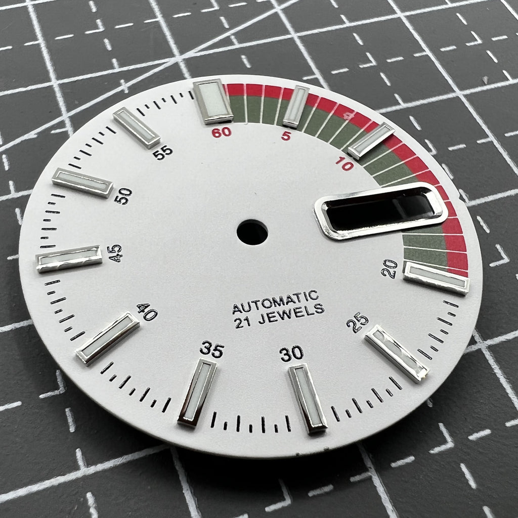 28.5mm Green Luminous White+Red Dial for NH36/4R36 Movement Replacement Dial