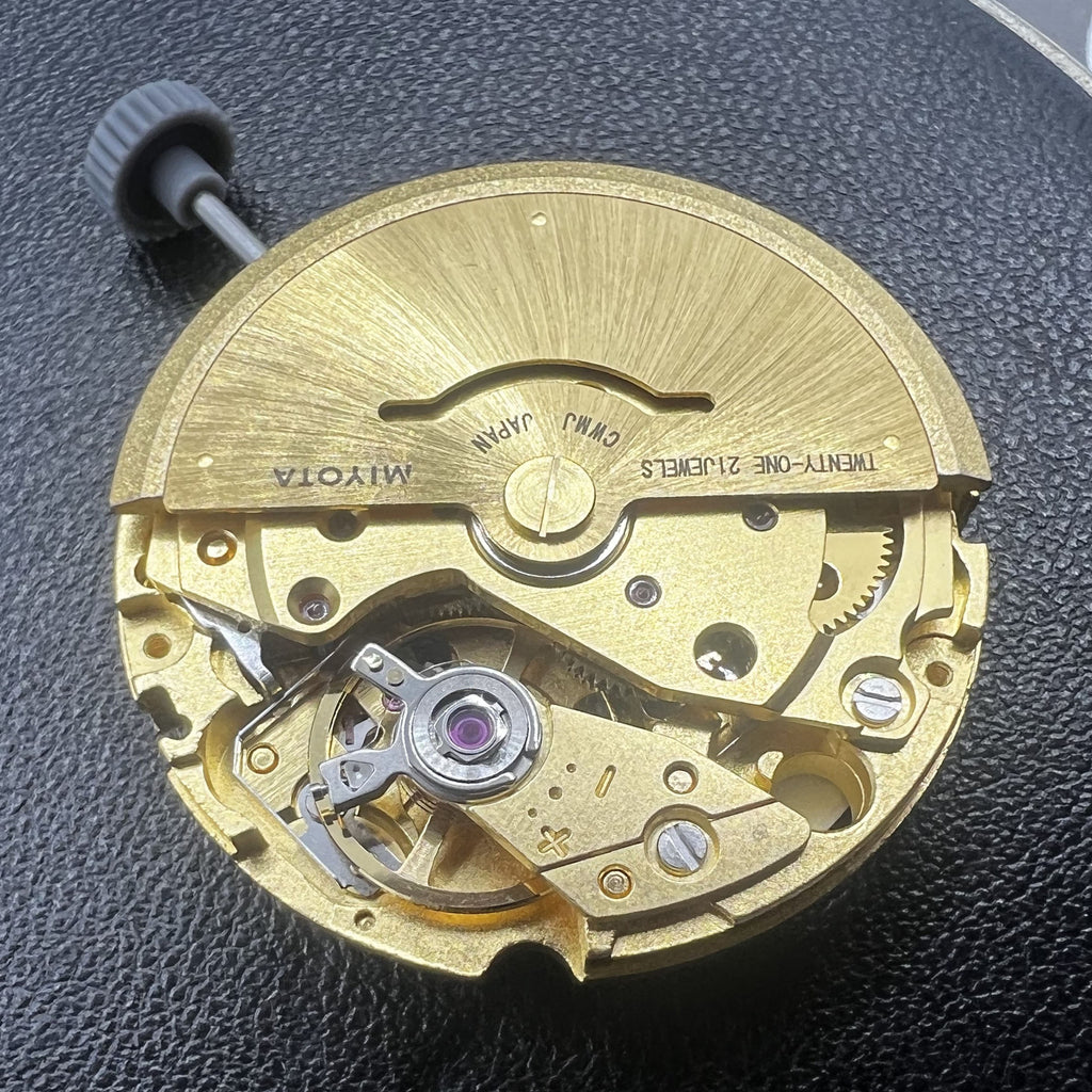 Golden Miyota Citizen 8200/8215 Mechanical Movement Double Calendar Date At 3