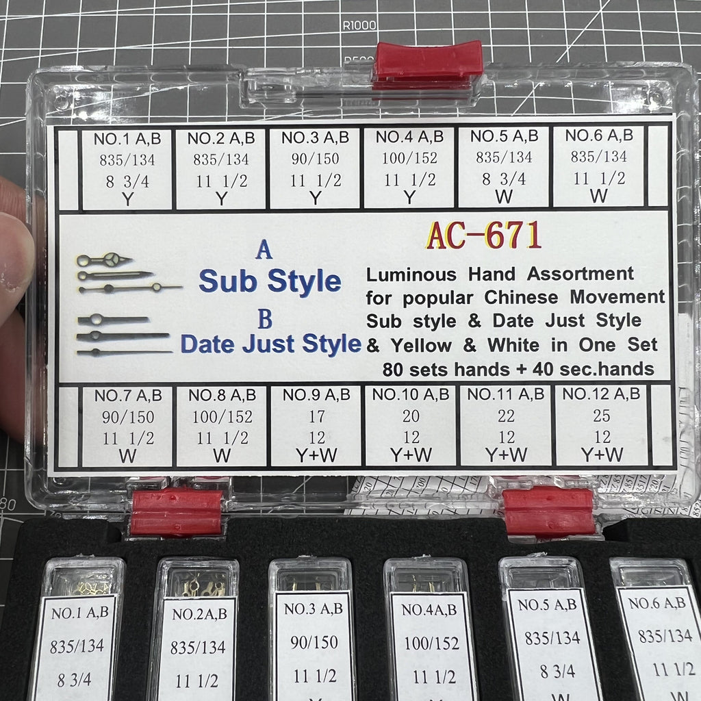 Assortment Luminous Watch Hands for Chinese Movement Sub Style Date Just Style