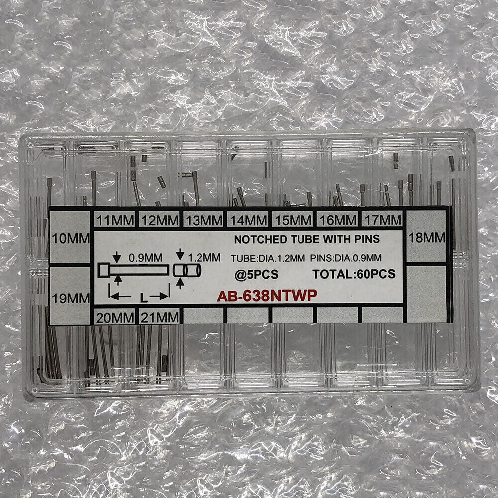 AB-638NTWP Stainless Steel Notched Tube with Pins for Watch Bands 60pcs/Box