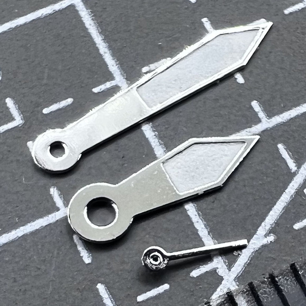 2 Sets/Pack 12mm Silver Trim Green Lume Watch Hands for Miyota 1L45 Movement