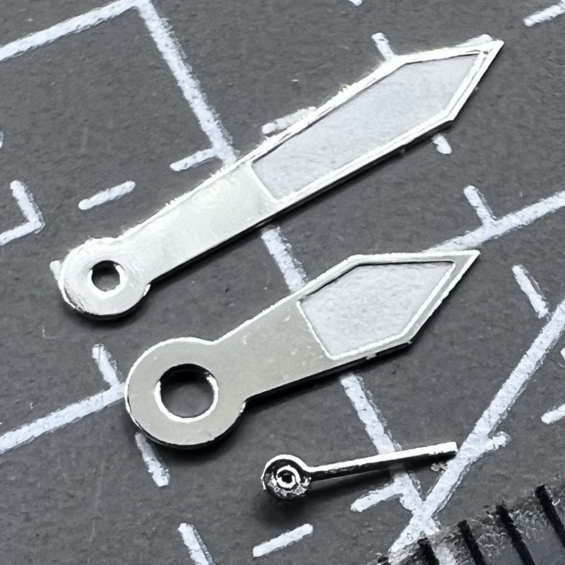 2 Sets/Pack 12mm Silver Trim Green Lume Watch Hands for Miyota 1L45 Movement