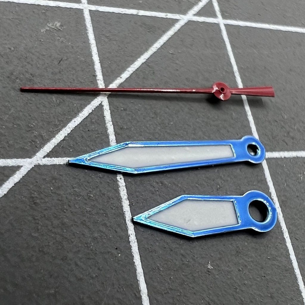 2 Sets/Pack Blue+Red Trim Green Lume Hands Set for Ronda 515 Movement