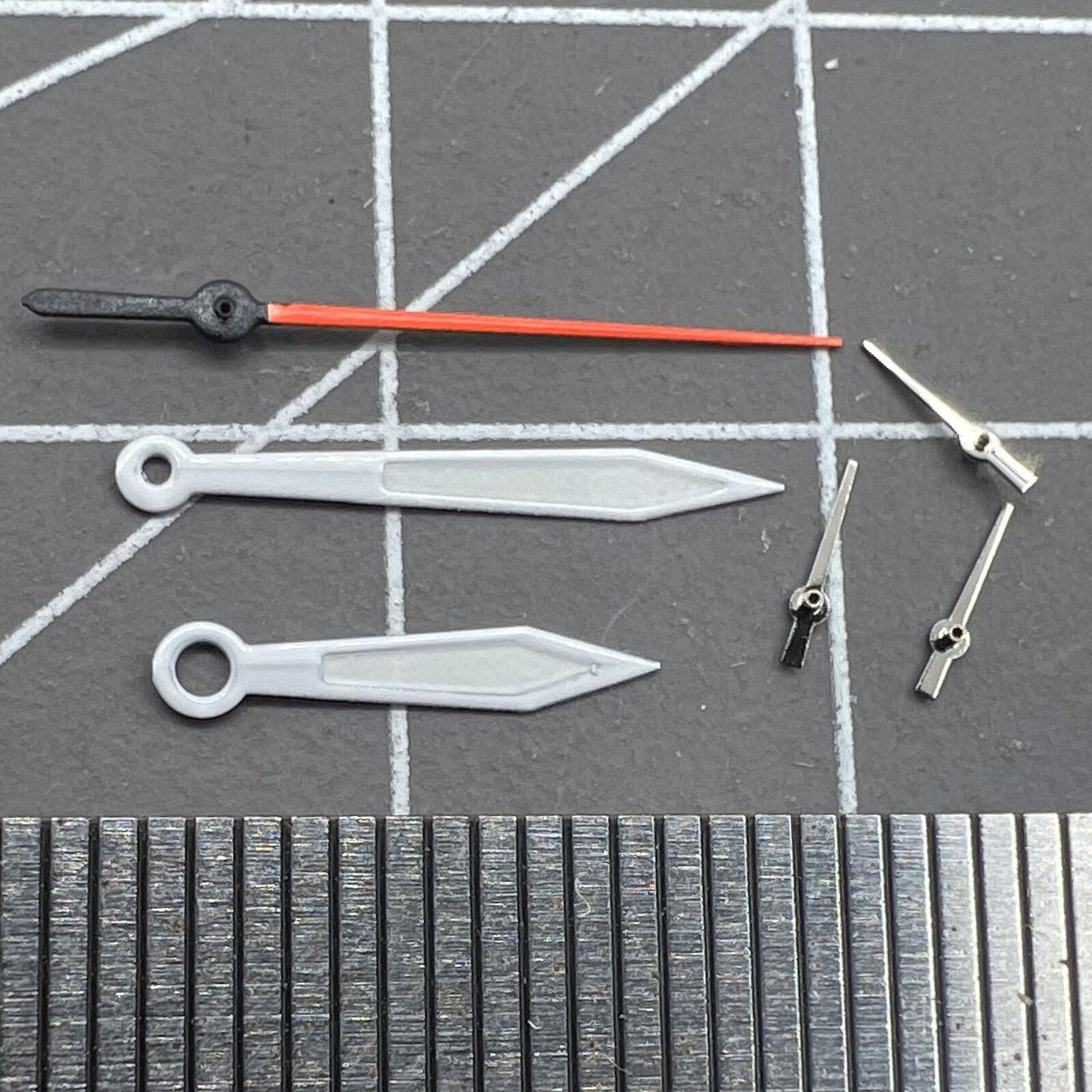 2 Sets Lume Orange Second Silver Trim Watch Hands for Miyota 0S20 Movement